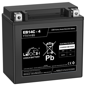 YTX14-BS / EB14C-4 Leoch AGM Motorcycle Battery