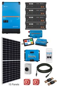 Single Phase Grid Parallel ESS with 5.7kW Solar, 19.2kW Battery Storage & Victron MultiPlus-II 48/8000