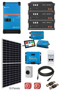 Single Phase Grid Parallel ESS with 5.7kW Solar, 14.4kW Battery Storage & Victron MultiPlus-II 48/3000