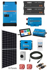 Single Phase Grid Parallel ESS with 3.8kW Solar, 9.6kW Battery Storage & Victron MultiPlus-II 48/3000